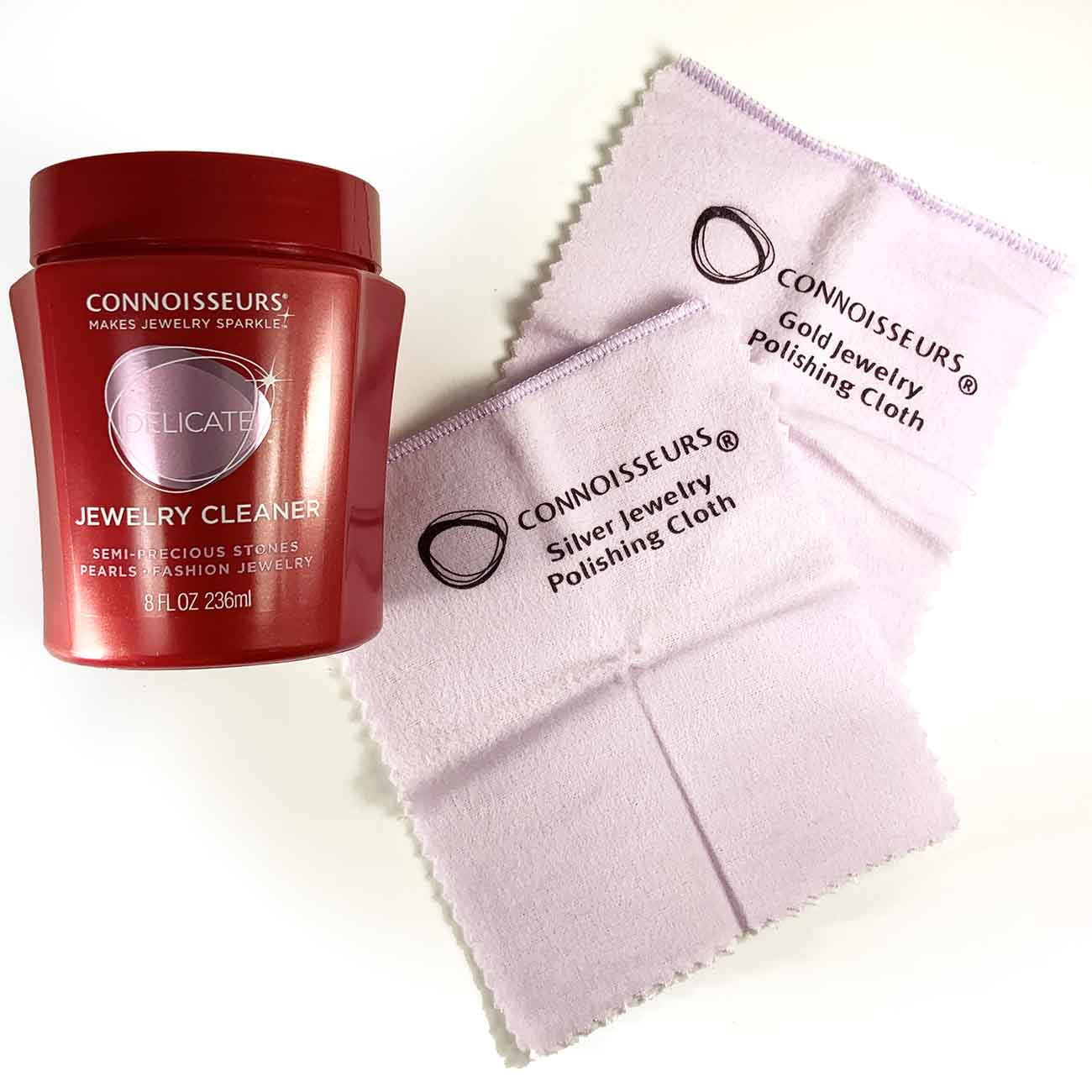 All-Purpose Jewelry Cleaning Kit with Cleaner Solution and Polishing Cloths