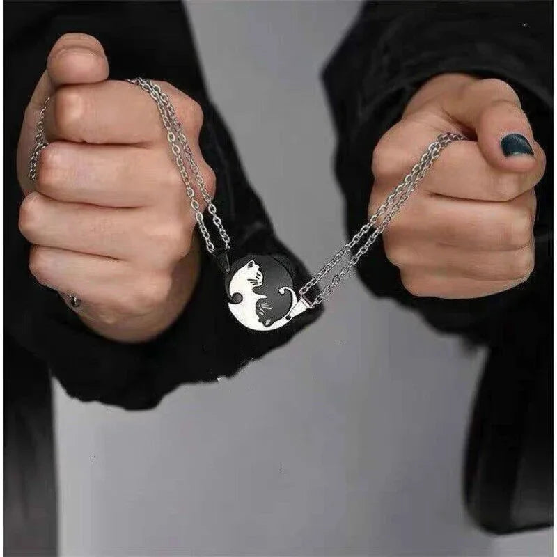 Cat Pendant Stainless Steel Couple Necklaces