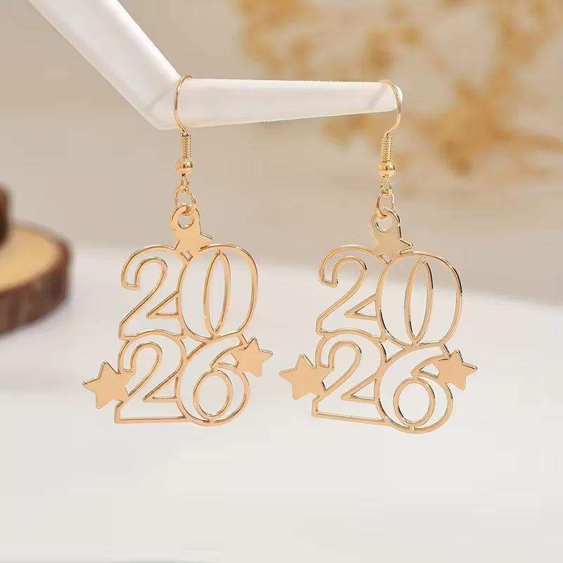 2026 New Year Eve Celebration Golden Drop & Dangle Earrings