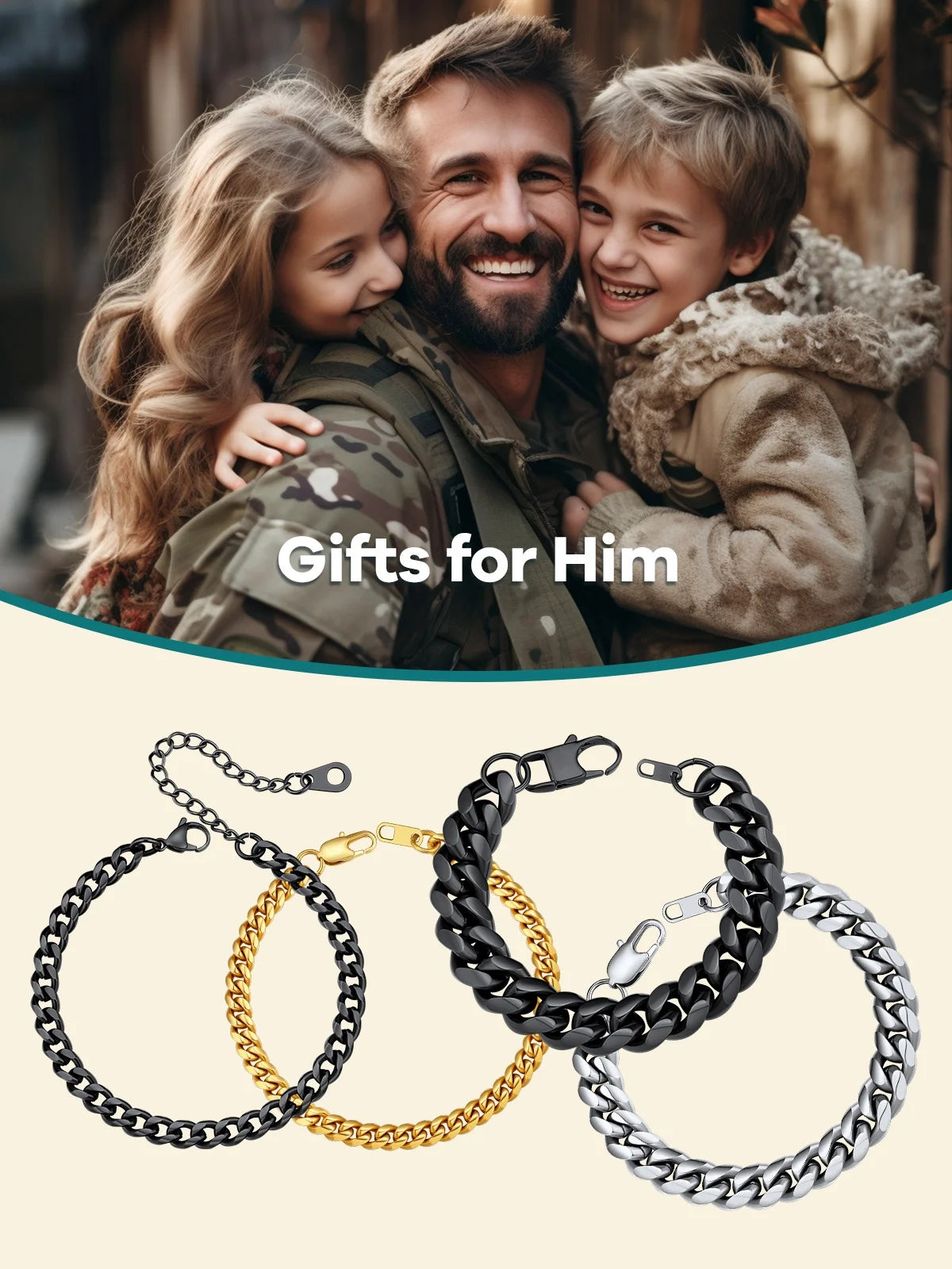 Men Chain Bracelet Black Cuban Curb Bracelet 6MM 8.3 Inch Wrist Bracelet Mens Stainless Steel Jewelry