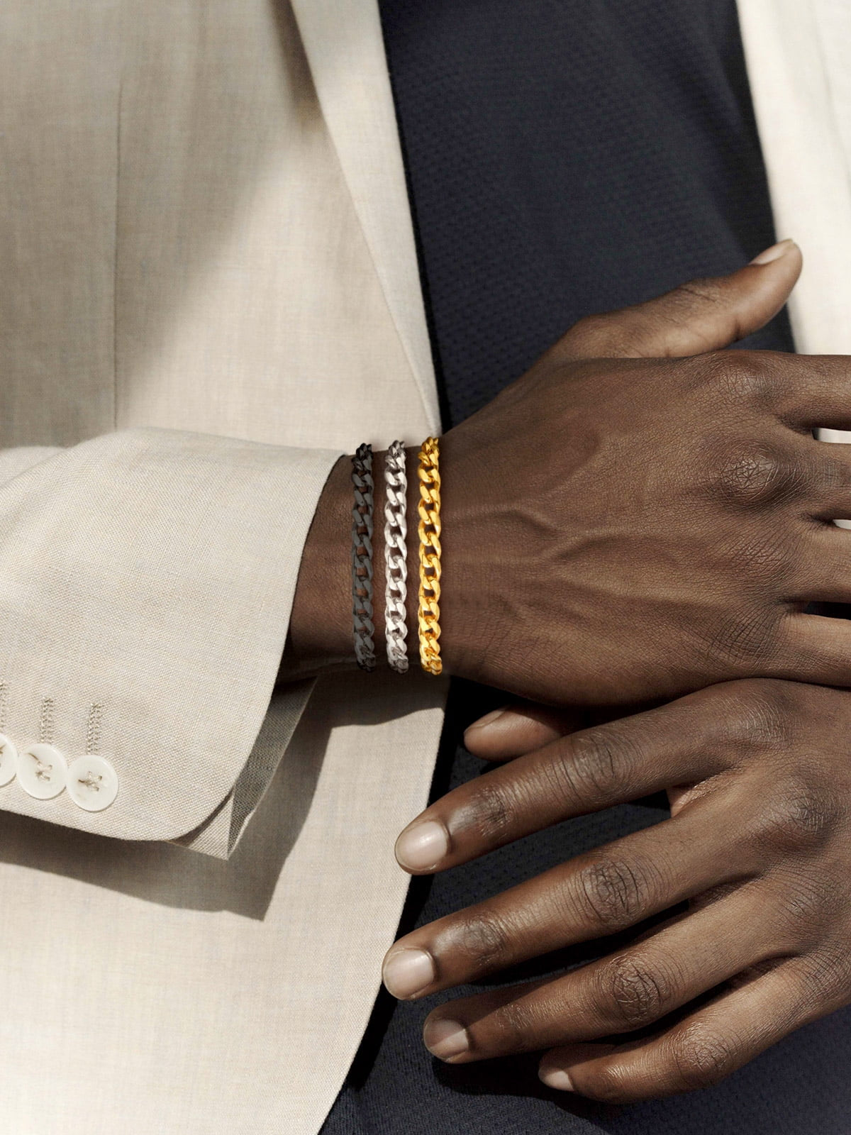 Men Chain Bracelet Black Cuban Curb Bracelet 6MM 8.3 Inch Wrist Bracelet Mens Stainless Steel Jewelry