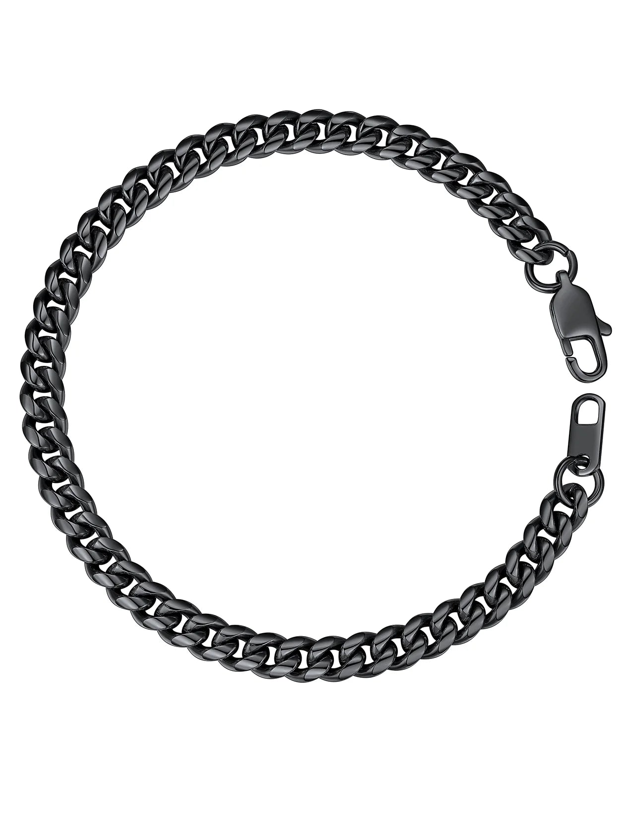 Men Chain Bracelet Black Cuban Curb Bracelet 6MM 8.3 Inch Wrist Bracelet Mens Stainless Steel Jewelry